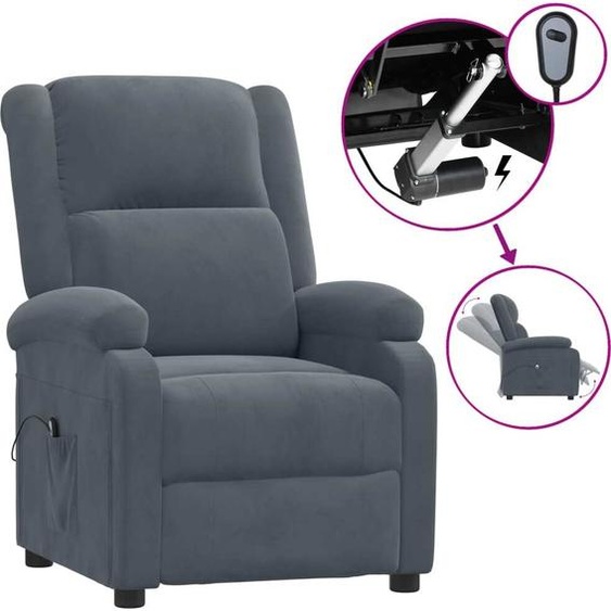 Fauteuil inclinable électrique Gris foncé Velours