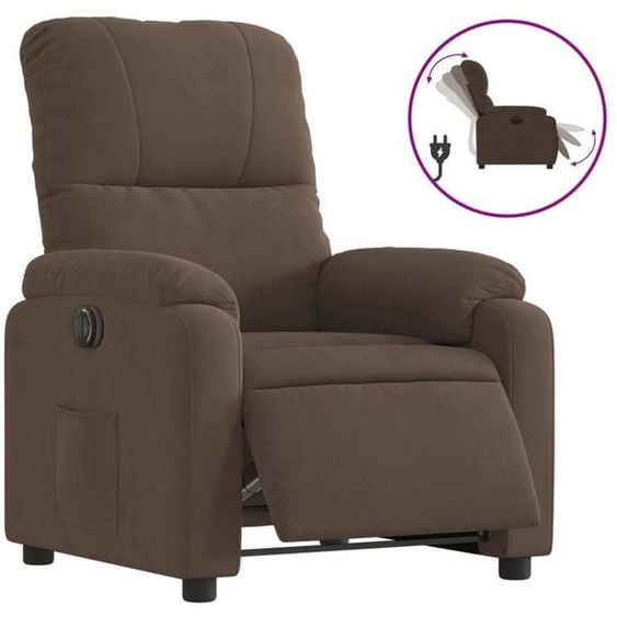 Fauteuil inclinable électrique marron tissu microfibre