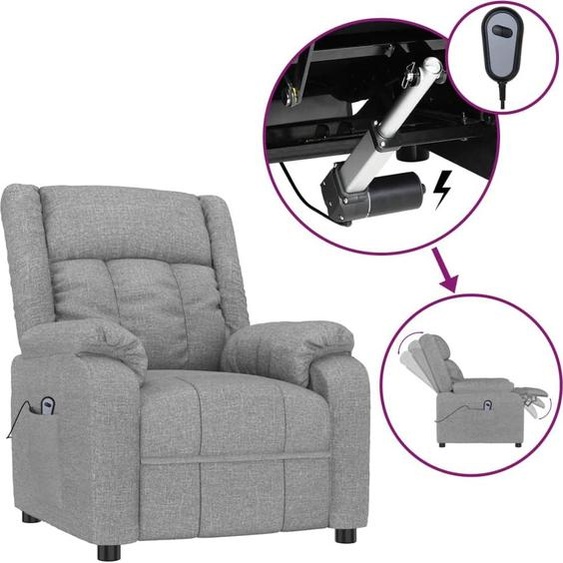 Fauteuil inclinable électrique Gris clair Tissu