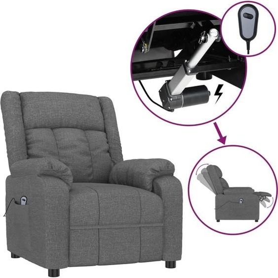 Fauteuil inclinable électrique Gris foncé Tissu