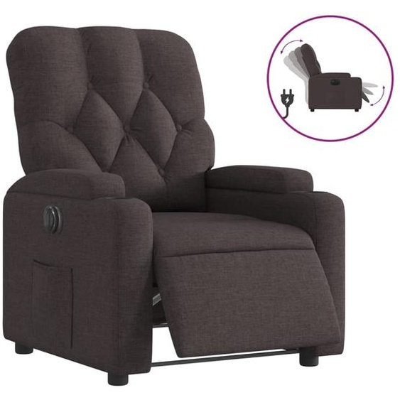 Fauteuil inclinable électrique Marron foncé Tissu