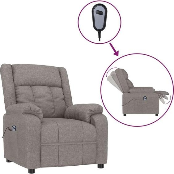 Fauteuil inclinable électrique Taupe Tissu