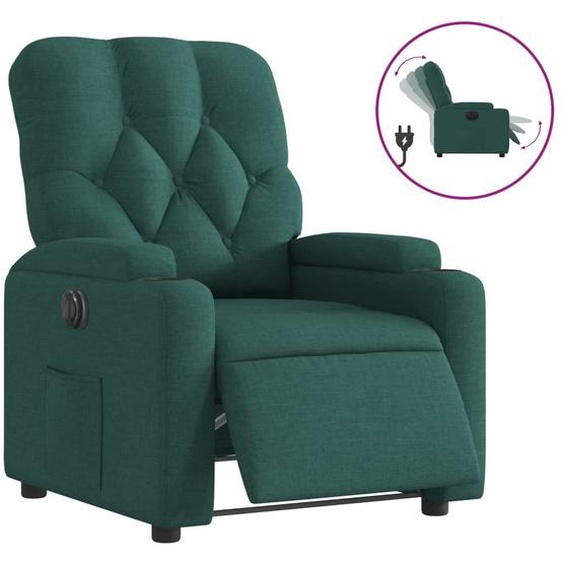 Fauteuil inclinable électrique Vert foncé Tissu