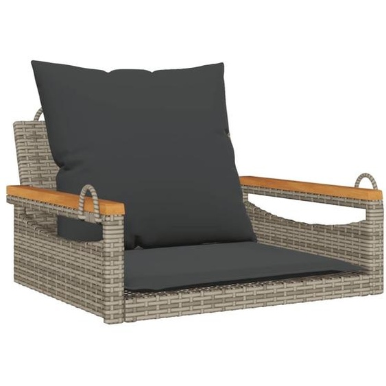 Balancelle avec coussins gris 63x62x40 cm résine tressée