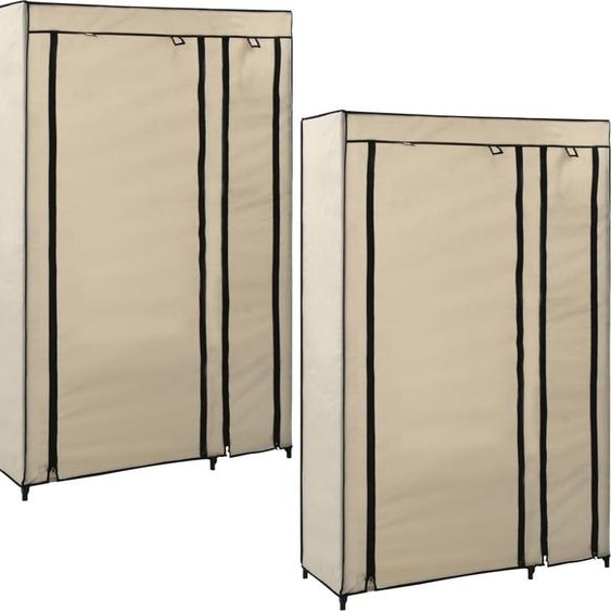 Garde-robes pliables 2 pcs Crème 110x45x175 cm Tissu