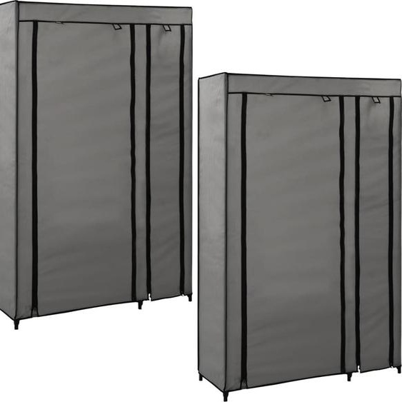 Garde-robes pliables 2 pcs Gris 110x45x175 cm Tissu