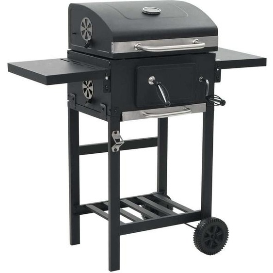 SYFAX™ Gril de barbecue au charbon de bois et étagère inférieure Noir