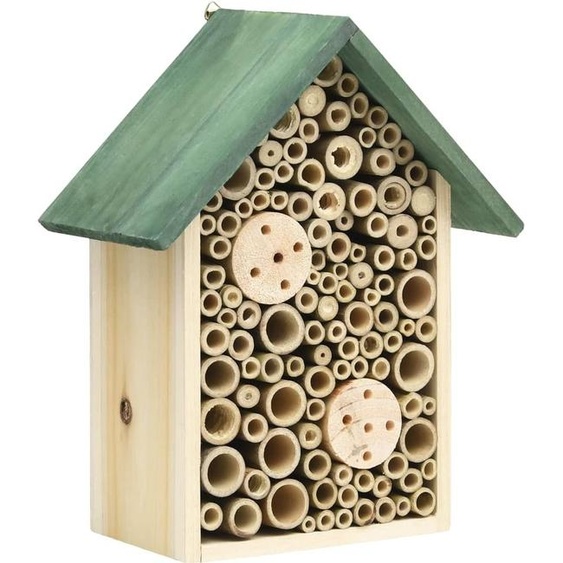 SYFAX™ Hôtel à insectes 2 pcs 23x14x29 cm Bois de sapin massif