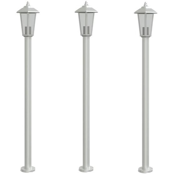 Lampadaires dextérieur 3 pcs argenté 120 cm acier inoxydable
