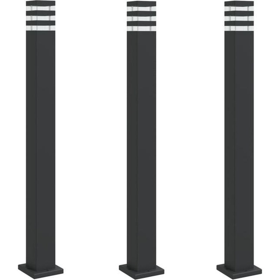 Lampadaires dextérieur 3 pcs noir 110 cm aluminium