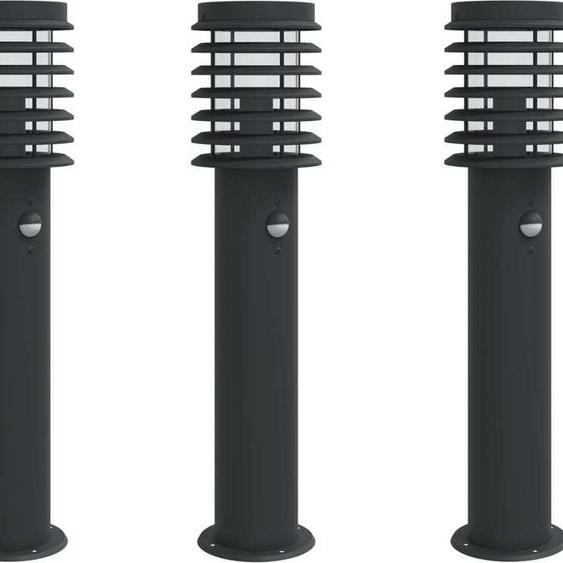 Lampadaires dextérieur et capteurs 3 pcs noir acier inoxydable