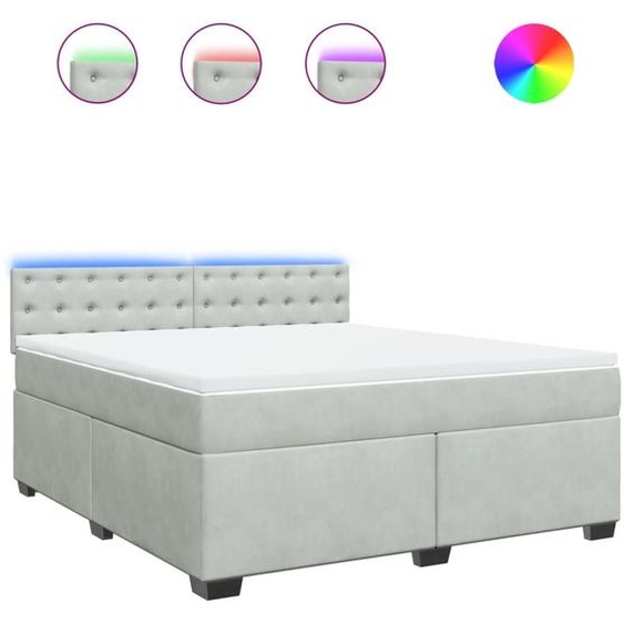 Sommier à lattes de lit et matelas Gris clair 180x200cm Velours