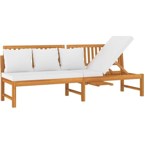 Lit de jour avec coussin crème 200x60x75cm Bois dacacia solide