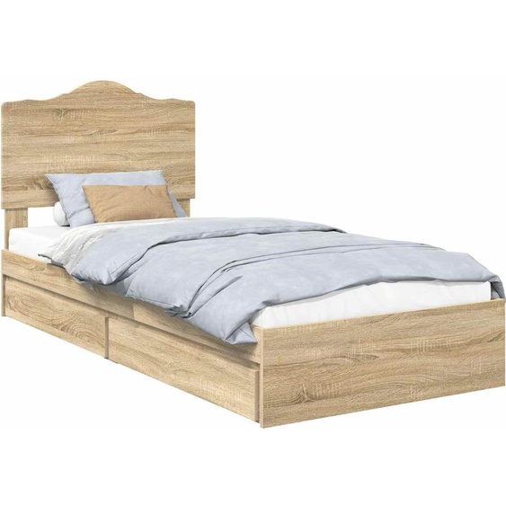 SYFAX™ Lit de Rangement Chêne Sonoma 100 x 200 cm Bois dingénierie