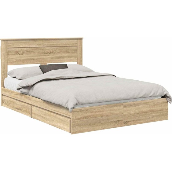 SYFAX™ Lit de Rangement Chêne Sonoma 140 x 200 cm Bois dingénierie