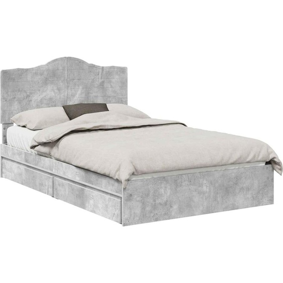 SYFAX™ Lit de Rangement Gris béton 135 x 190 cm Bois dingénierie