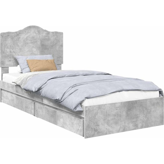 SYFAX™ Lit de Rangement Gris béton 75 x 190 cm Bois dingénierie
