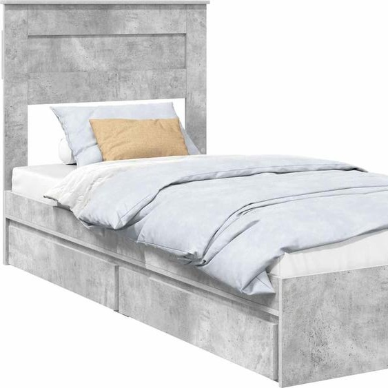 SYFAX™ Lit de Rangement Gris béton 90 x 200 cm Bois dingénierie