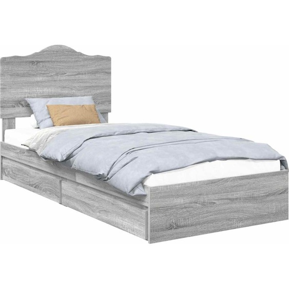 SYFAX™ Lit de Rangement Gris Sonoma 75 x 190 cm Bois dingénierie