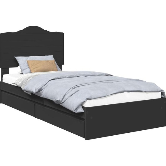 SYFAX™ Lit de Rangement Noir 100 x 200 cm Bois dingénierie