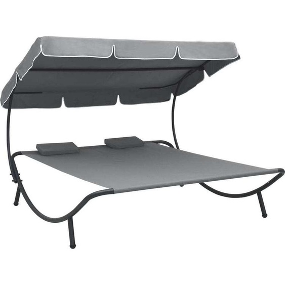 SYFAX™ Lit de repos dextérieur avec auvent et oreillers gris