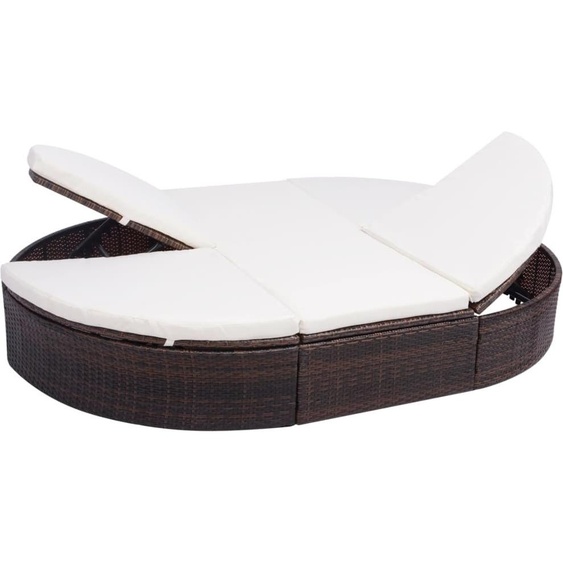 Lit de repos dextérieur avec coussin Résine tressée Marron