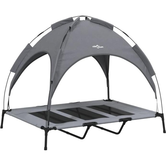 Lit pour chien avec auvent anthracite tissu Oxford et acier