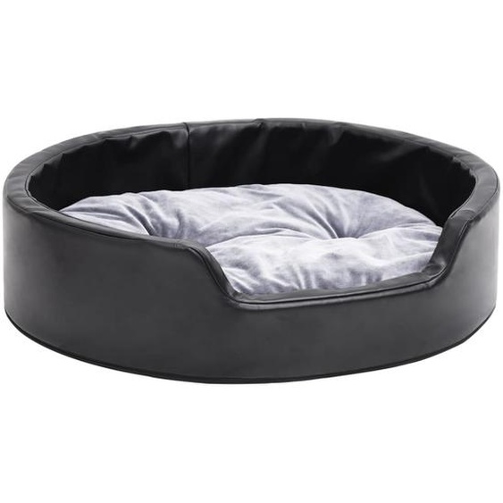 Lit pour chiens Noir et gris 69x59x19 cm Peluche et similicuir