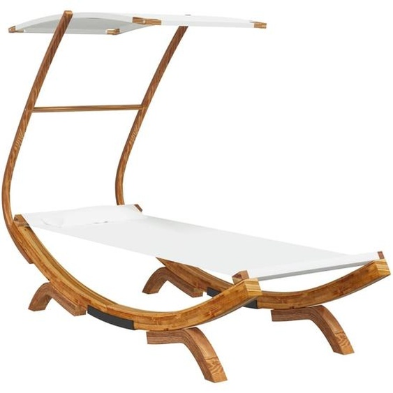 Lit repos avec auvent 100x190x134 cm Bois courbé massif Crème