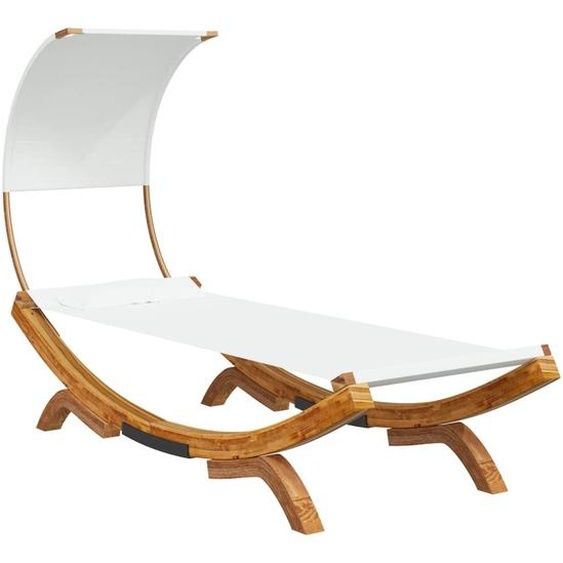 Lit repos avec auvent 100x200x126 cm Bois courbé massif Crème