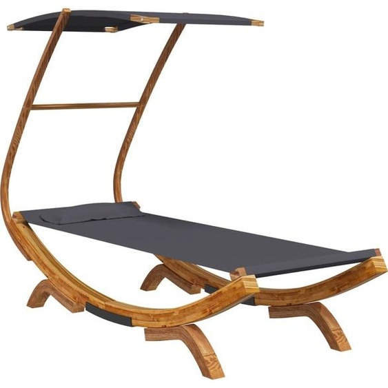 Lit repos et auvent 100x190x134cm Bois courbé massif Anthracite