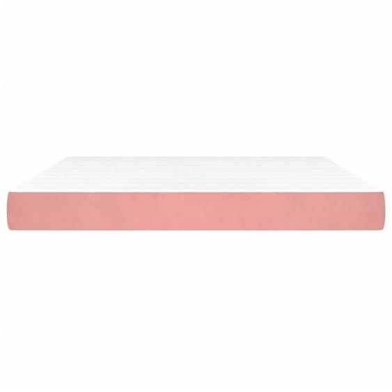 Matelas de lit à ressorts ensachés fermeté moyenne rose 160x220x20 cm velours