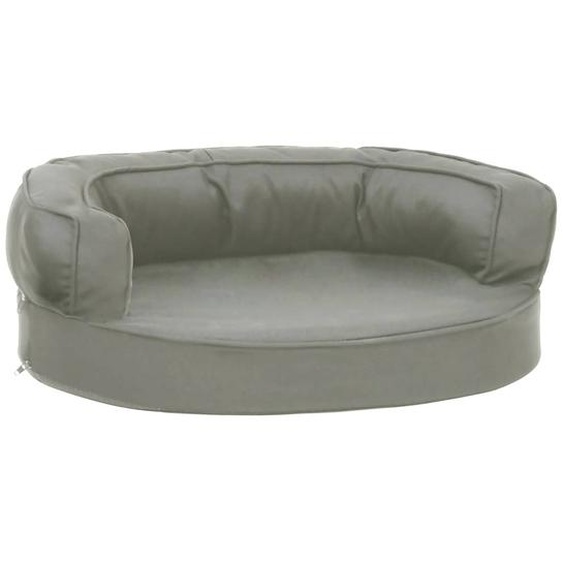 Matelas de lit ergonomique de chien 60x42 cm Aspect de lin Gris