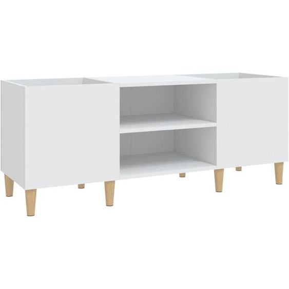 Meuble à disques Blanc 121x38x48 cm Bois dingénierie