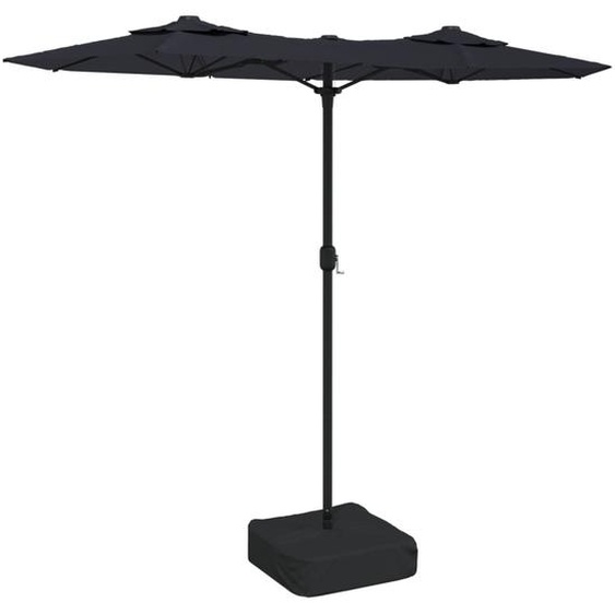 Parasol de jardin à double tête avec LED noir 316x145 cm