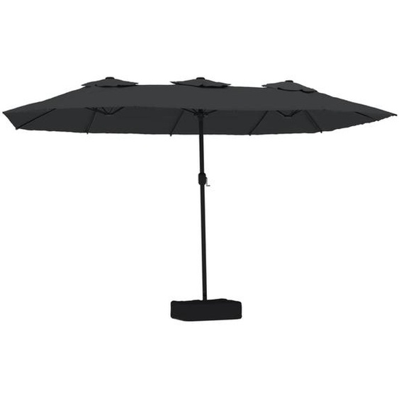 Parasol de jardin à double tête avec LED noir 449x265 cm
