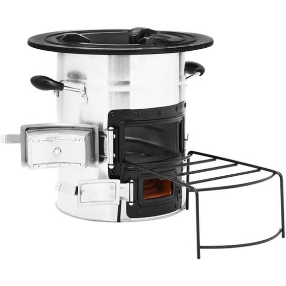 Poêle à bois de camping Argenté 51,5x35x30,5cm Acier inoxydable