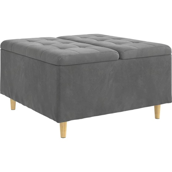 Pouf de rangement Gris foncé 80 x 80 x 45 cm Velours