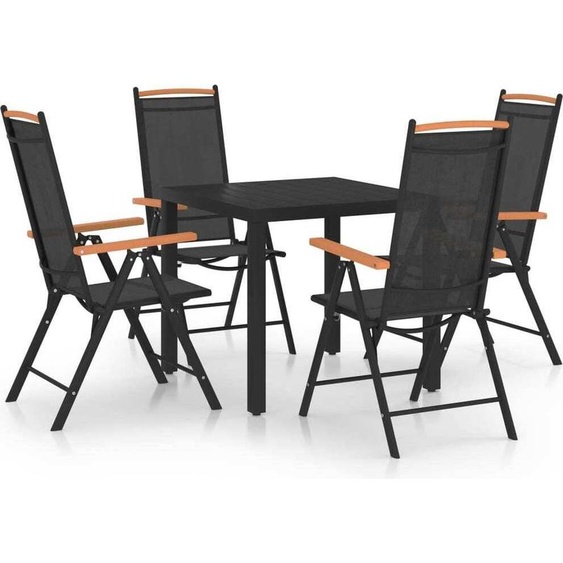 SYFAX™ Ensemble à manger de jardin 5 pcs aluminium noir