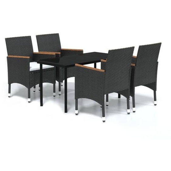 Ensemble à manger de jardin avec coussins 5 pcs Noir