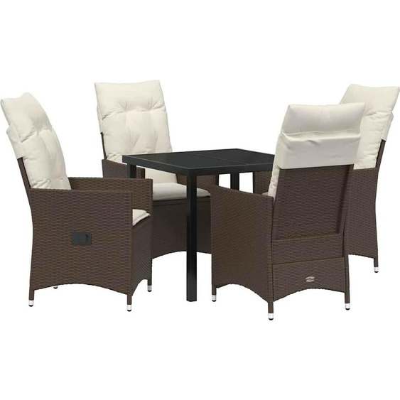 SYFAX™ Ensemble de salle à manger pour jardin 5 pcs Marron polyrotin