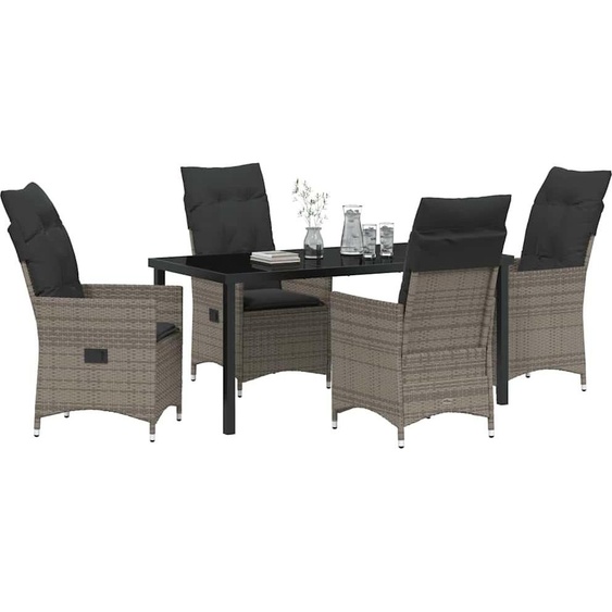 SYFAX™ Ensemble de salle à manger pour jardin 5 pcs Gris polyrotin