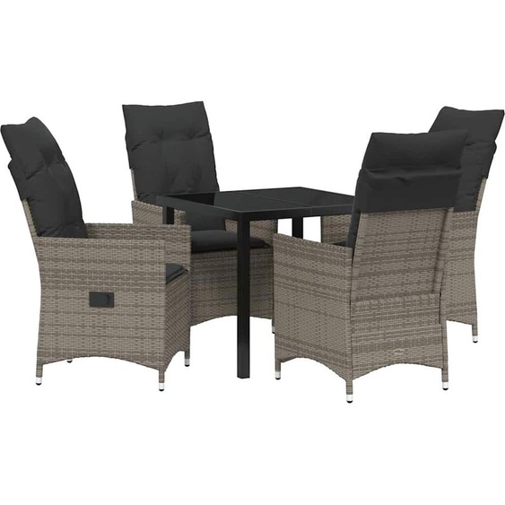 SYFAX™ Ensemble de salle à manger pour jardin 5 pcs Gris polyrotin