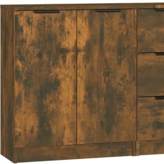 SYFAX™ Buffets 3 pcs Chêne fumé Bois dingénierie
