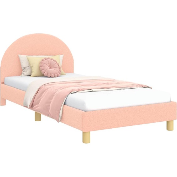 SYFAX™ Sommier de lit pour enfant avec tête de lit rose 90 x 190 cm tissu mouton