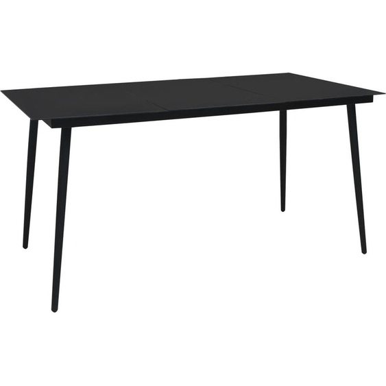 Table à dîner de jardin Noir 190x90x74 cm Acier et verre