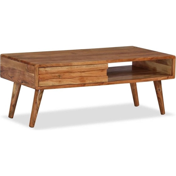 Table basse Bois massif avec tiroir sculpté 100x50x40 cm