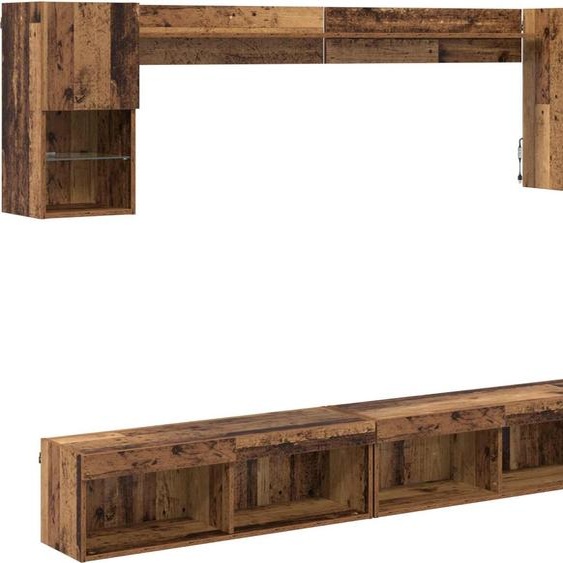Unités murales TV avec LED 6 pcs Bois ancien Bois dingénierie