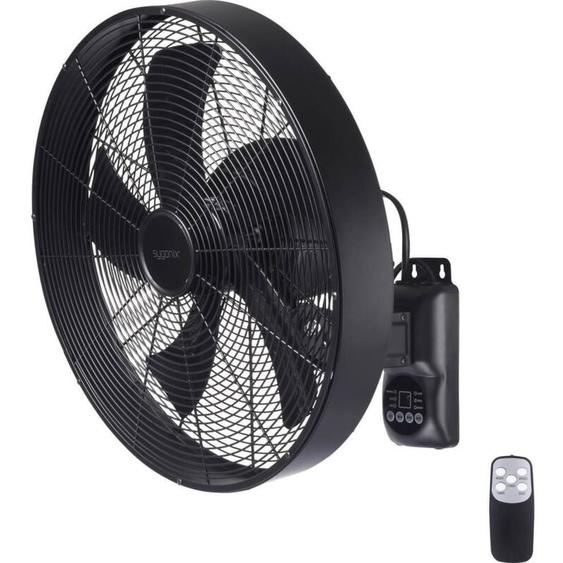 Sygonix - SY-6661434 Ventilateur mural 50 w (ø x h) 45 cm x 45.5 cm noir avec télécommande, oscillant, minuteur, pivotant