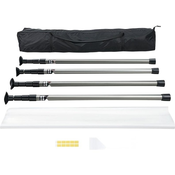 Système anti-poussière 10 pieds - Barre anti-poussière réglable en hauteur - Protection efficace contre la poussière pour les rénovations - Barre télescopique avec supports en aluminium - Montage facile avec film PE